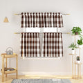 3 Pieces Tier Curtains and Valance Set Buffalo Check Kitchen Tiers Plaid Gingham Rod Pocket Classic Short Small Cafe Curtains Country Farmhouse Cafe Bathroom 54"x18"/27"x36" Brown & White - color: Plaids Brown&white, size: 27"W x 36"L (Pack of 3)