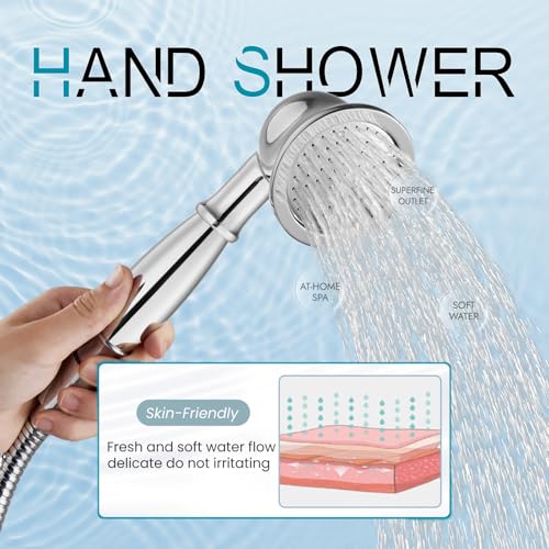 gotonovo Wall Mount Clawfoot Bathtub Faucet with HandHeld Spray and 360° Double Cross Handle Swivel Spout Vintage Tub Shower Faucet Set with Adapter Adjustable Swing Arms Polish Chrome - color: Polish Chrome