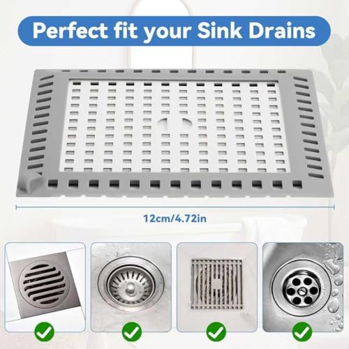 Shower Drain Hair Catcher,4.72",Hair Catcher for Bathroom Drain,Sink,Tub | BathTub Drain Cover Protector,Easy Installation Clean,Prevents Clogged For Bath/Laundry room/Kitchen/Floor Drain,Sink,Bathtub - size: Square 4.72 inch