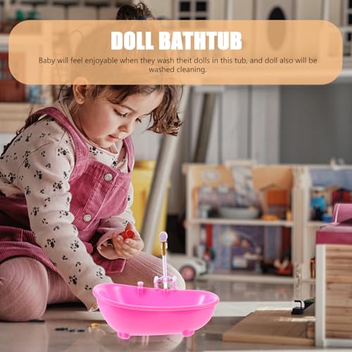 Toyvian Toy Bathtub for Dolls, Baby Doll Real Working Bath Set Electric Bathtub with Shower and Faucet Pretend Play Toy Play Water Accessories Fits Most Dolls Up to 12'' - size: 22.3 x 11.5 x 17.5cm