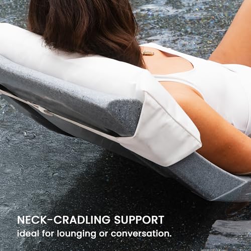 Aqua Outdoors Inside Pool Lounger Headrest Pillow, in Water Sun Shelf Chaise Cushion, Great for Tanning on Baja Ledge or Poolside Sundeck (White,Two)