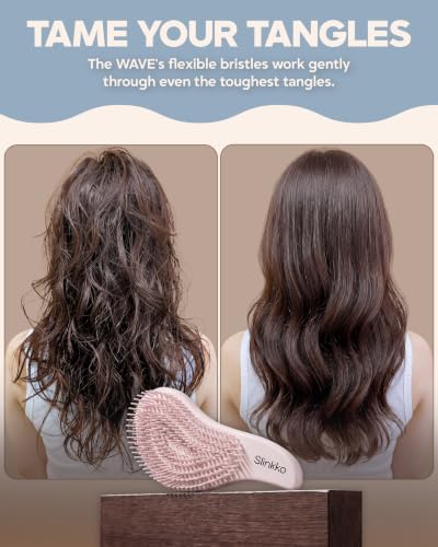 Detangler Brush, Curly Hair Brush for Women, Men & Kids - Wet & Dry Detangling Hair Brush for Curly, Thick, Fine & Wavy Hair - Anti-Breakage Wave Brush, Pain-Free Hairbrush, Pink, Rose Clay - color: Rose Clay