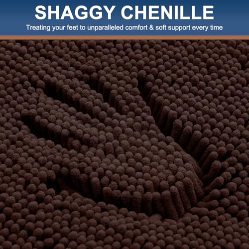 Smiry Luxury Chenille Toilet Rugs U-Shaped 20x20, Soft Absorbent Non-Slip Contour Bathroom Rugs for Toilet, Machine Washable Contoured Bath Mats, Brown - color: Brown, size: 20" X 20" Contour Rug