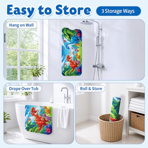 XIYUNTE Baby Bath Mat for Tub Non Slip Kids Bath Mat - 40''x16'' Extra Long Cartoon Bathtub Mat Non Slip Kids Shower Mat Eco-Friendly Toddler Bath Mats with Suction Cups, Machine Washable, Dinosaur - color: M-dinosaur