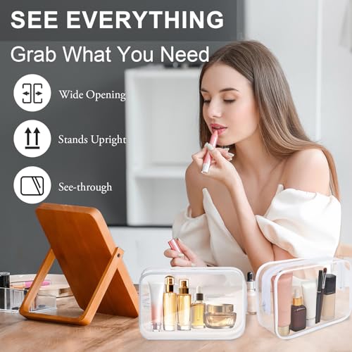 Clear Toiletry Bag, 12 Pack TSA Approved Toiletry Bag Carry on Travel Accessories Bag, Quart Size Bag for 3-1-1 Liquids Airport Airline Compliant Clear Makeup Bag with Metal Zipper (White Bags) - style: White Bags