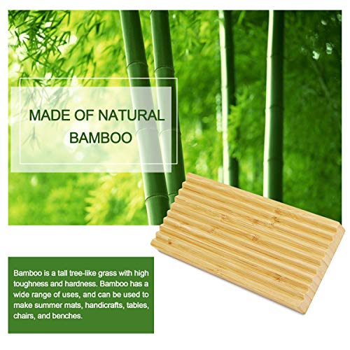 Bamboo Soap Dish, Bar Soap Holder for Shower Bathroom, Kitchen, Wooden Tray for Soap