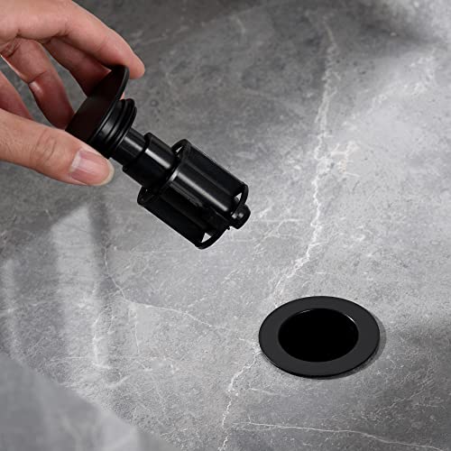 TIORIY Bathroom Vessel Sink Drain with Overflow - 1 3/4 Inch Bathroom Sink Stopper, Push and Seal Pop up Sink Drains, Bathroom Sink Vanity Assembly with Strainer, Anti Clogging, Black - color: With Overflow Black