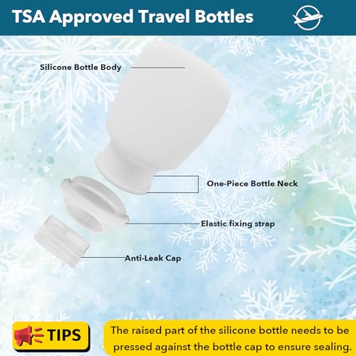 1oz Silicone Travel Bottles for Toiletries (4-Pack), TSA Approved Leakproof Toiletry Bottles with Locking Lid, Refillable Travel Size Containers for Shampoo, Body Wash, Camping & Trips (Grey White) - color: Grey White