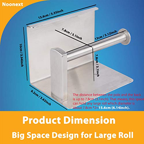 Adhesive Toilet Paper Holder with Shelf, Toilet Paper Roll Holder Wall Mounted, Fits Mega Roll, Stainless Steel Tissue Roll Dispenser Storage No Drilling (Brushed Nickel) - color: Brushed Nickel