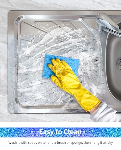Bligli Pebble Sink Mat for Stainless Steel/Ceramic Sinks, PVC Eco-Friendly Sink Protectors for Bottom of Kitchen Sink, Dishes and Glassware, Fast Draining, 15.7 x 11.8 inch (2 Pack, Bling Clear) - color: Bling Clear