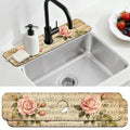2 Pcs Kitchen Sink Splash Guard Faucet Mat Retro Sheet Music Flowers Pattern Faucet Mat for Sinks Flower Absorbing Drying Mats for Kitchen Bathroom - color: Music Flowers Pattern