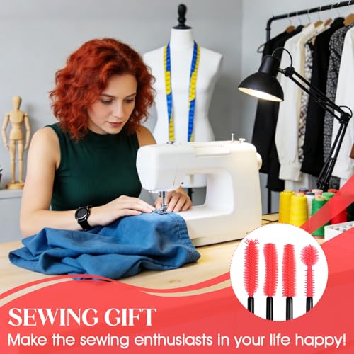 40PCS Sewing Machine Cleaning Brushes Silicone Bristle Maintenance Tools | 4 different brush heads for internal and spool area cleaning, reusable sewing care set with practical storage design
