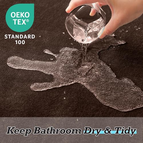 HUXMEYSON Bathroom Rugs Sets 3 Piece, Non-Slip & Quick Dry Bath Mat Set, Ultra Soft Velvet Bath Rugs for Bathroom, Toilet and Shower Floor, Brown - color: Brown, size: 17"x24"+20"x32"+U Shape 20"x24"