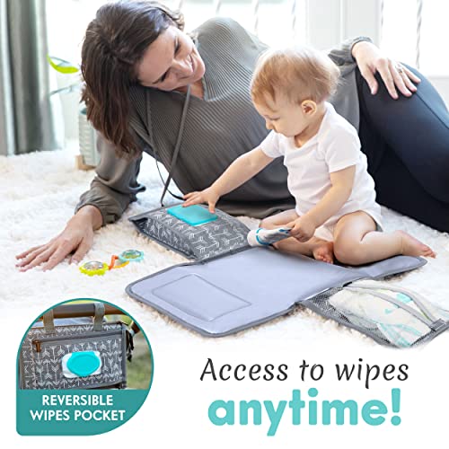 Kopi Baby Portable Diaper Changing Pad-Baby Diaper Changer Travel Bag with Wipes Pocket, Smart Design Portable Changing Mat, Infant Travel Station Kit,Gift for Newborn Girl & Boy-Grey Arrows, Modern - color: Grey Arrows, size: Modern