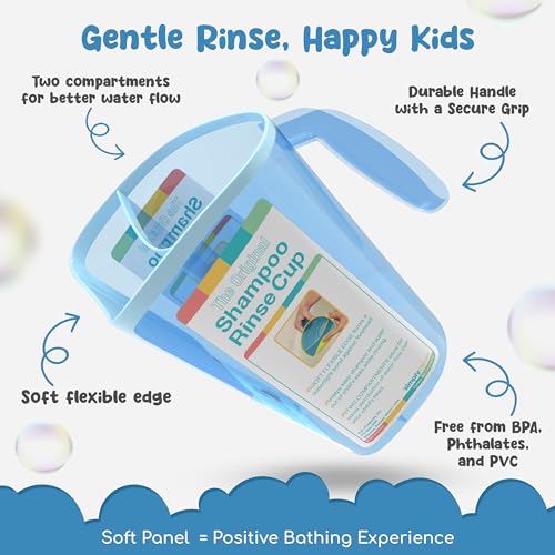 Shampoo Rinse Cup for Kids | Baby Bath Pail | Tear Free Baby Rinser Pail - Three Color Choices - color: Blue