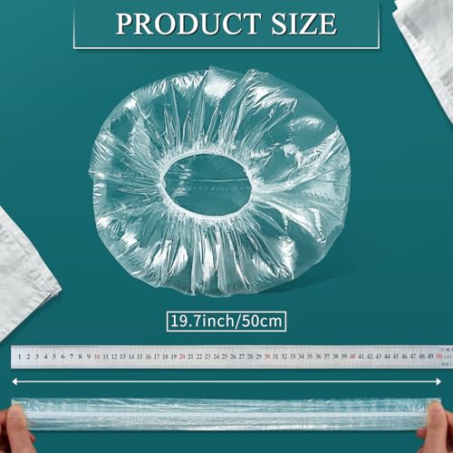 MORGLES 100 Pcs Disposable Shower Caps, Clear Large Shower Caps for Women Disposable, Plastic Hair Caps for Hair Treatment, Spa, Home & Travel Use,19.7" - size: 100 Count (Pack of 1)
