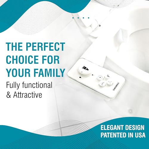 Throne Bidet Attachment for Toilet – USA Patented - Non-Electric Self Cleaning Cold Water Sprayer Double Nozzle (Frontal & Rear Wash) Bidet Toilet Seat Attachment, Easy Install (White) - color: White/White