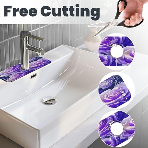 Blue Purple Rose Kitchen sink faucet pad, strong water absorption, anti slip, easy to clean, very suitable for splash and drip prevention, suitable for kitchens and bathrooms - color: Blue Purple Rose