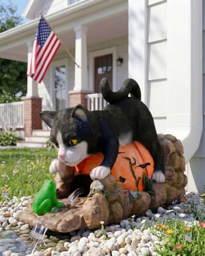 Real Cat Sculpture Gutter Diverter Rain,Eco-Friendly Resin Gutter Extender Diverter,Deco Gutter Extension Downspout, Splash Block, Perfect Rain Gutter Downspout Extension for 3"x4" Downspouts - color: Black