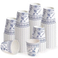 WRAPAHOLIC 3oz Paper Cups - 100 Pack Disposable Bathroom Cups with Sketch Blue Floral Design, Small Mouthwash Cup for Toothbrush Rinse, Home Bathroom, Picnic, BBQ, Travel and Party - color: Blue Flower