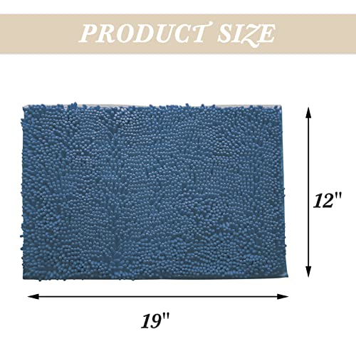 Non-Slip Bath Rug,Extra Soft Microfiber Bedroom Shag Carpet with Anti-Slip Backing,Water/Dust Absorbent Fast Dry Shower Mat,Sound Insulated Stairs Pad,Machine Washable (NavyBlue,12 x 19 Inches) - color: Navyblue, size: 12"x19"