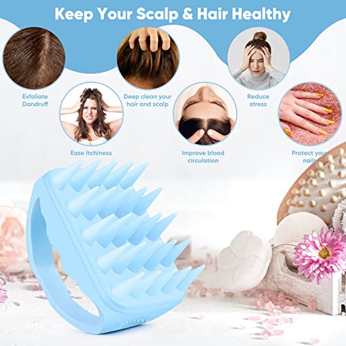 Bsisme Scalp Massager Hair Growth, Scalp Scrubber with Soft Silicone Bristles for Dandruff Removal, Shampoo Brush for Men Women Kids Pets Wet Dry Hair Scalp Exfoliator, Blue - color: Blue