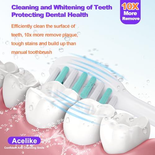Whitening Electric Toothbrush for Adults, Rechargeable Toothbrush with 8 Brush Heads & Travel Case, 5 Modes & Smart Timer, 45000VPM Deep Clean, IPX7,One Fast Charge Last 120 Days - Blue - color: Blue