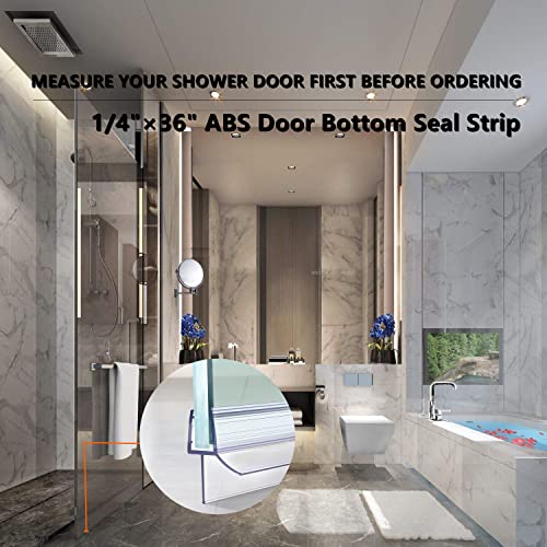 Frameless Shower Door Bottom Seal 2-Pack Think 1/4"(6mm) Long 36''(914mm) Shower Door Sweep to Create a Water Barrier Shower Door Seal Strip Design to Stop Leaks - size: 1/4"(6mm), 2-Pack, 36" Long