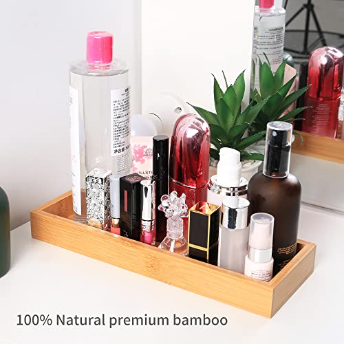 Natural Bamboo Vanity Tray, Sink Tray, Smooth and Thick Wooden Tray for Toilet Tank and Bathroom Counter Top, Kitchen Decor Wood Holder and SPA Home, 11.5x4.4x1.2 inches - size: 11.5" x 4.4" x 1.2"