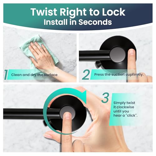 Black Removable Suction Cup Toilet Paper Holder, No Drilling Bathroom Wall Mount Tissue Roll Holder Matte Black Stainless Steel Damage-Free Easy Install & Reposition - color: Matte Black