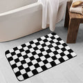Uphome Bath Mats for Bathroom, Black and White Checkered Machine Washable Bathroom Rug Non Slip, 20x31 Water Absorbent Soft Microfiber Bathroom Mat for Tub, Shower, Floor - size: 20x31 inch