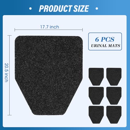 6Pcs Urinal Mats for Men Bathroom Commercial Floor Mats Pads for Mens Room Non Slip Splash Toilet Bulk Washable Disposable Large Color Grey 17Inch x 20.5Inch - size: 6