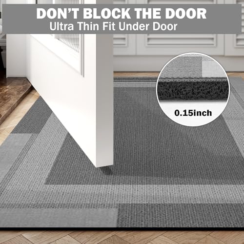 YDKGL Non Slip Long Bathroom Runner Rug Bath Mat, Rubber Backing Ultra Thin Bathroom Rugs Fit Under Door Quick Dry Super Absorbent Washable Shower Mat for Bathtub Sink Floor, Dark Grey 17"x59" - color: A- Dark Gray, size: 17” x 59“