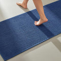 TYUU Bathroom Runner Rugs, Long Bath Mat Runner Washable Thin Quick Dry Low Pile Bathroom Runner Rugs Non Slip, Navy Blue 16"x60" - color: Navy Blue, size: 1'4" X 5' (Runner)