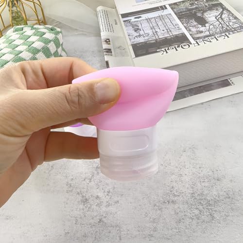 Mziart Travel Bottles for Toiletries, TSA Approved 2oz Silicone Travel Size Containers, 3 Pack Leak-Proof Squeezable Refillable Shampoo and Conditioner Bottles (Pink, Purple, Green) - size: 2OZ