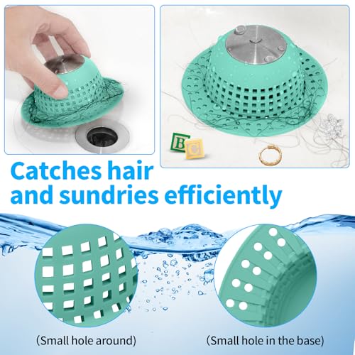 Aluvor Shower Drain Hair Catcher Bathtub Drain Cover Sink Drain Protector | Bathroom Sink & Bathtub Drain Strainer for Pop-Up & Regular Drains, Silver Aqua - color: Silver Aqua