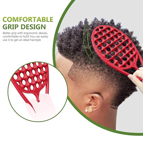 KOUPA Silicone Afro Twist Brush with Pick Comb - Easy Clean Dual-Sided Design with Textured Holes for Defined Afro Curls, Suitable for Coily Hair Men & Women, Red - color: Red