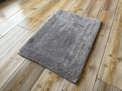 KEMA Bath Mat 17"x24", Cotton Reversible Bathroom Rug for Bathroom Ultra Soft Plush Bath Rugs Water Absorbent Quick Dry Thick Floor Mats for Shower, Restroom, Bedroom, Kitchen (Charcoal) - color: Charcoal