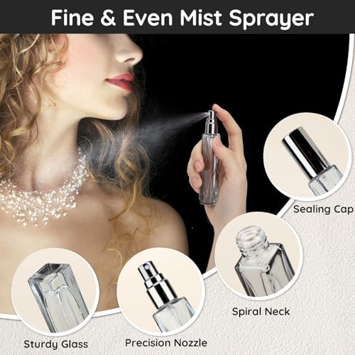 Segbeauty Glass Perfume Bottle Set, 5 Pack of 10ML Portable Perfume Travel Refillable, Empty Atomizer Sprayer for Perfume Cologne Dispenser, Travel Sample Bottles Perfume Making Kit with Refill Tool - color: Mixed, style: Mini Bottle Set