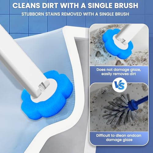 Toilet Brush and Holder - No Touch Wall Mount Disposable Bowl Cleaners Set,Snap-On Quick Cleanup Hygienic Wand,for Small Condos,Compact Bachelor Apartments and Quick Daily Cleanups