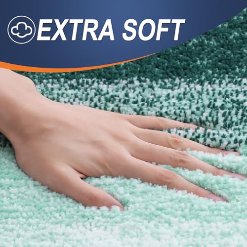 OLANLY Bathroom Rug Set 2 Piece, Soft Absorbent Microfiber Bath Mats and U-Shaped Contour Toilet Rug, Non-Slip, Machine Wash Dry, Plush Shaggy Bath Mats for Bathroom (24"x16"+24"x20", Blackish Green) - color: Blackish Green, size: 24" X 16" + U24" X 20"