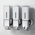 No-Drill 3 Pack 500ml Wall Mounted Soap Dispenser for Bathroom and Kitchen, Shampoo and Conditioner Dispenser Drill Free with Adhesive(Square-Silve) - color: Silver-2