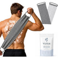 Yiclick Dual-Textured Exfoliating Washcloth Towel - Back Scrubber for Use in Shower Bath, Exfoliating Body Scrubber Exfoliator, Japanese Exfoliate Loofah Lufa Sponge Wash Cloth for Women Men - color: Grey