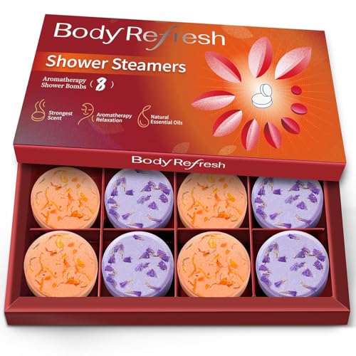 Shower Steamers Aromatherapy-8 Pack Shower Bombs with Essential Oils, Mothers Day Gifts for Mom Wife, Birthday Gifts for Women Self Care Relaxation Home SPA Teacher Appreciation Gift (Red) - color: Red