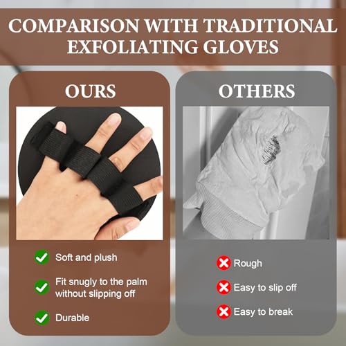 4 PCS Exfoliating Body Scrubber Set Painless Gentle Exfoliating Glove Wearable Rubber Body Scrubber Exfoliator Deep Cleansing Shower and Bath Tool (Straps, Fingers)