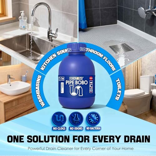 Pipe Bobo Drain Cleaner, Drain Clog Remover, Sink and D-rain Cleaner, Professional Strength Pipe Dredging Formula for Kitchen Sinks, Shower Drains, Tubs, Dissolves Blockages (3Pcs) - size: 3Pcs