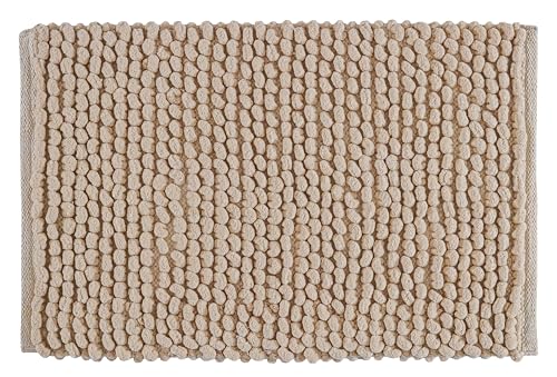 Cotton Chenille Bathroom Rug 17x24 Inch Beige, Soft Plush Popcorn Bath Mat, Ultra Absorbent Quick Dry, Machine Washable, Anti Skid Cotton Polyester Rug for Shower, Tub, Entryway - color: Beige, size: 1'5" x 2' (Rectangular)