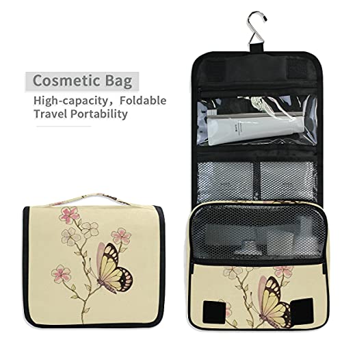 senya Hanging Travel Toiletry Bag Kit Makeup Case Cosmetics Organizer for Men Women - color: Butterfly Watercolor
