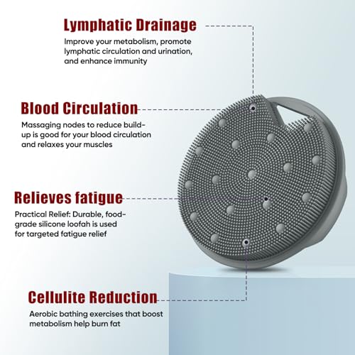Silicone Body Scrubber -Anti Zinc Infused Exfoliating Body Scrubber | Anti Slip Silicone Loofah,Stiff & Soft Bristles for Cellulite Reduction,Blood Circulation- Gray - color: Dark Gray