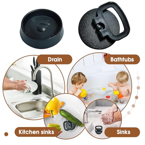 Silicone Sink Bath Plug with Handle for Kitchen Bath Sink Drain Stopper Plug ，1 3/4 Inch, Drain Plug Size Between 45.5 to 42 mm (2 Pack)